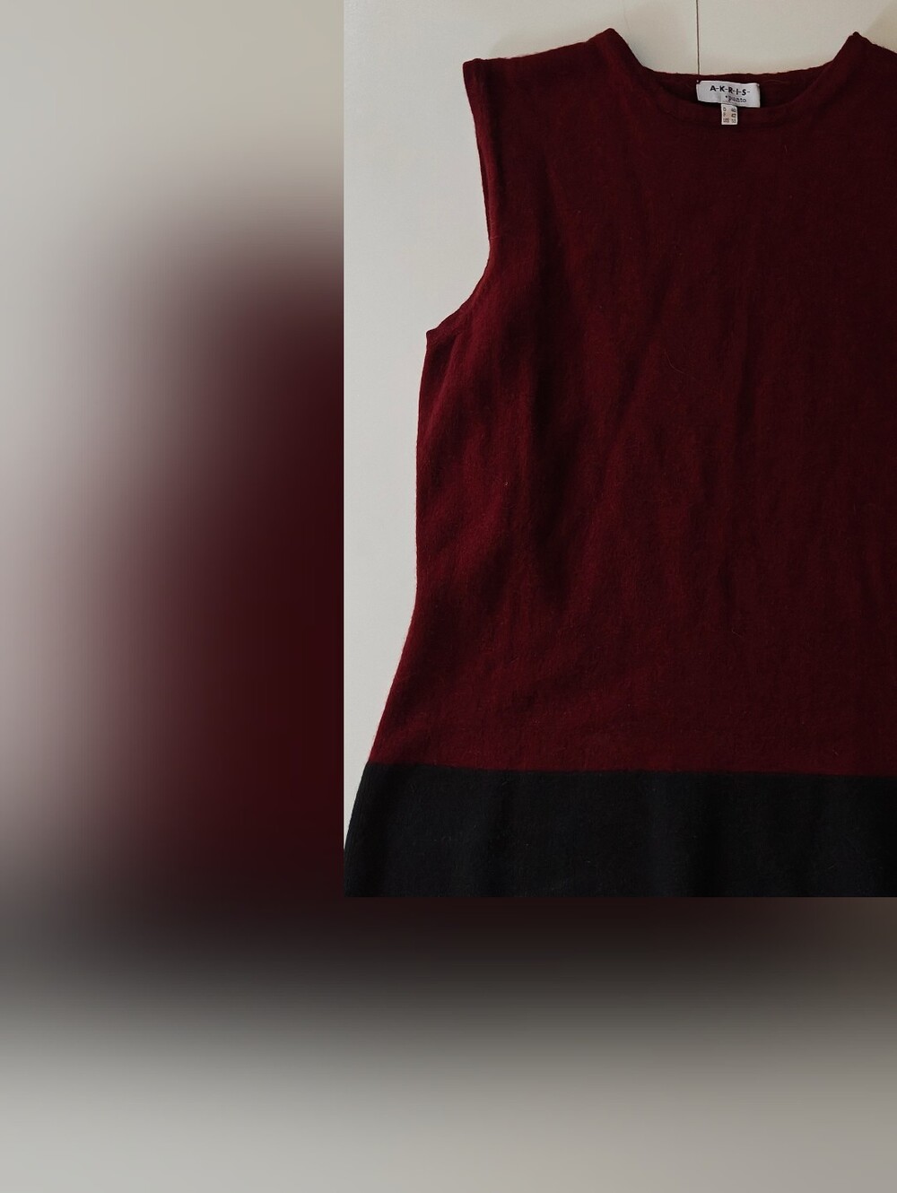Akris Punto Cashmere Angora Wool Colorblock Knit Shell Top US 10